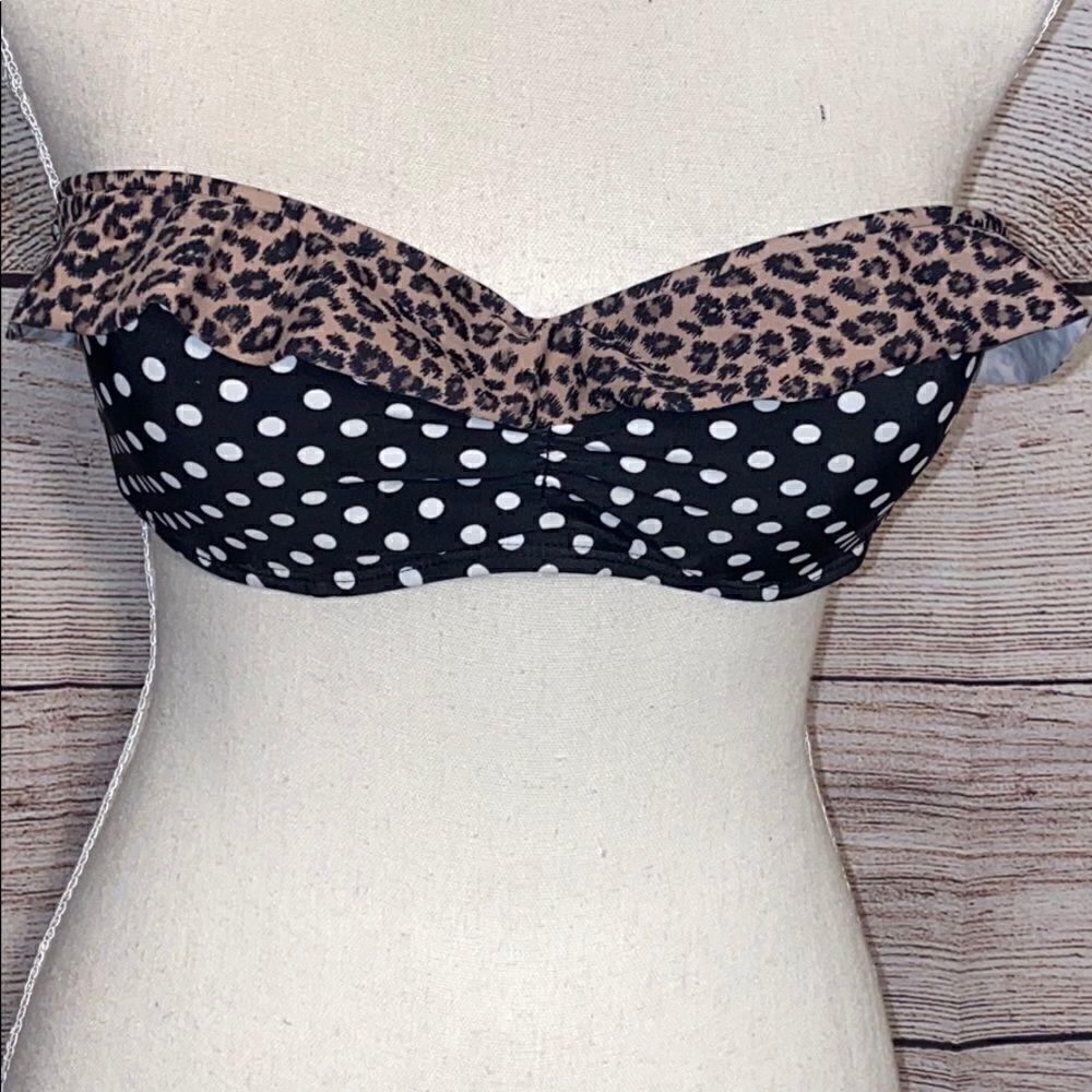 Xhilaration Black White Polka Dot Cheetah Swim